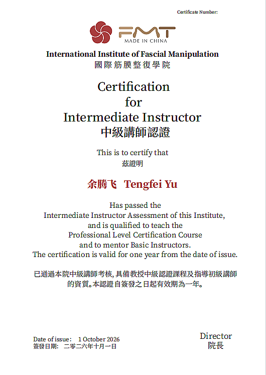 FMT 中级讲师认证证书